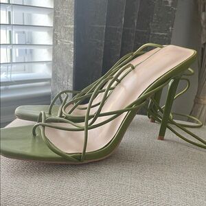 PrettyLittleThing Olive Strappy Stiletto Heels
